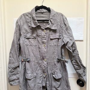 Unknown brand (see pic # 7)  taupe snap up  & zip up jacket size L